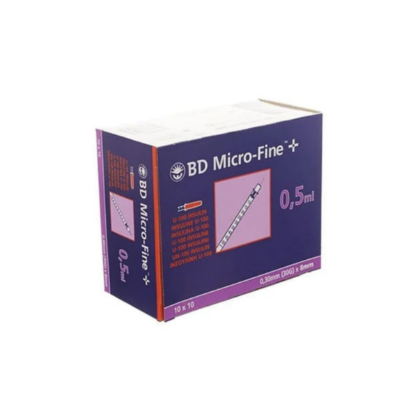 BD Micro Fine Plus 0.5ml U100 30G 8mm x 100 - BD Micro Fine Plus 0.5ml U100 30g 8mm x 100