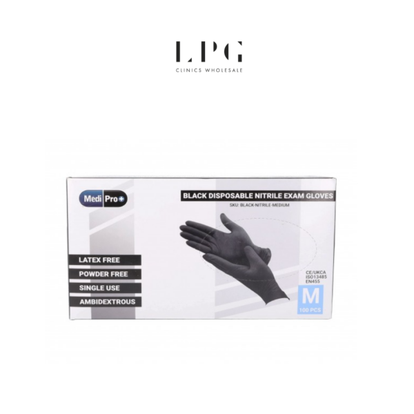 Black Disposable Nitrile Exam Gloves x100 MEDIUM