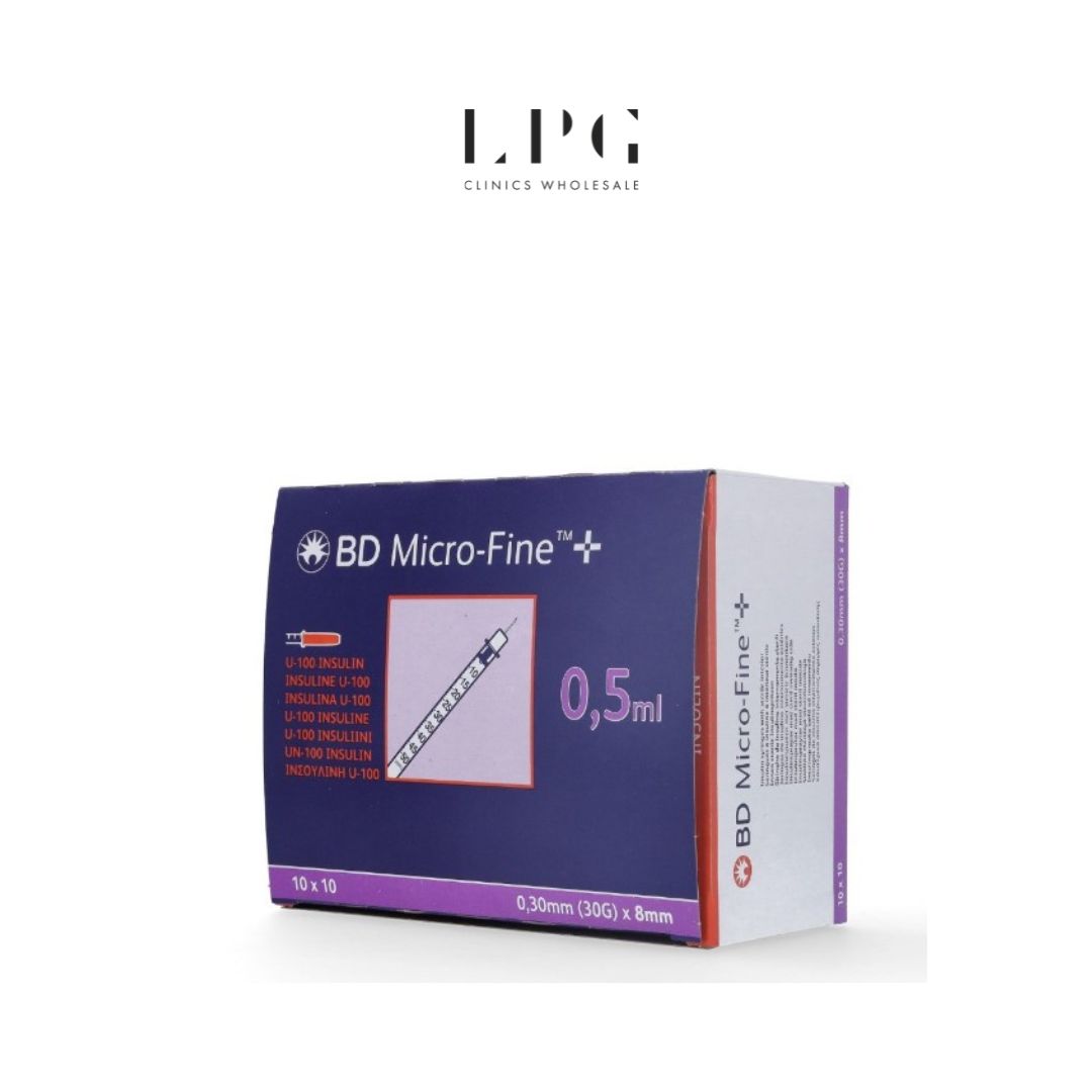 BD Micro Fine+ 0.5ml Insulin Syringe & Needle 30g x 8mm x 100