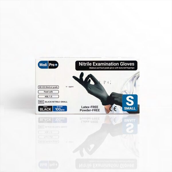 Black Disposable Nitrile Exam Gloves X100 Small - Image 2