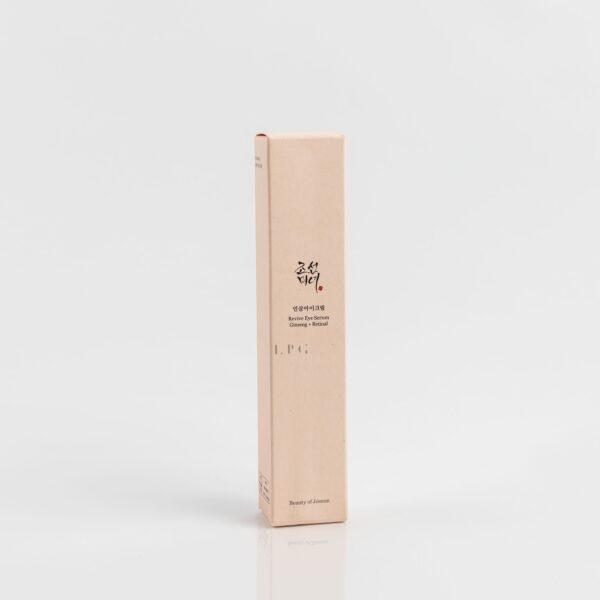 Beauty of Joseon Revive Eye Serum on a neutral background, highlighting anti-aging skin-care packaging.