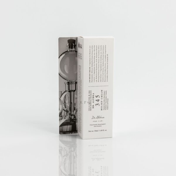 A product image of Dr Althea 345 Relief Cream, featuring a white box with a black and gray design, displaying the text "Dr Althea 345 Relief Cream" and "50ml / 1.69 fl. oz.