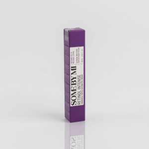 A product image of Some By Mi Retinol Intense Triple Action Eye Cream, featuring a purple box with the text "SOME BY MI RETINOL INTENSE Advanced Triple Action Eye Cream" and "20ml."