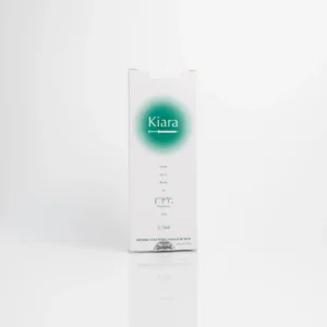 White box labeled "Kiara" with product details including "Micro Beads" and "Hyaluronic Acid", 2.7 ml volume.