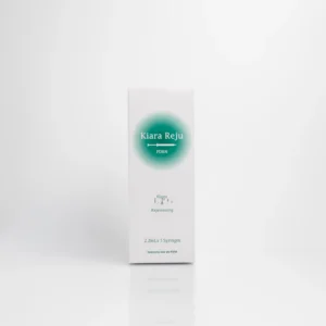 White box packaging for "Kiara Reju," containing three 2.2mL syringes labeled with product details and ingredients.