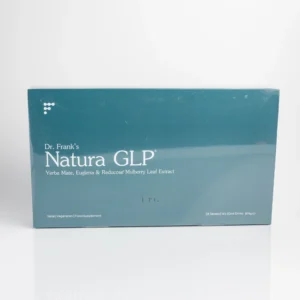 Box of Dr. Frank's Natura GLP containing 28 tablets with supplement information and ingredients listed on the front.